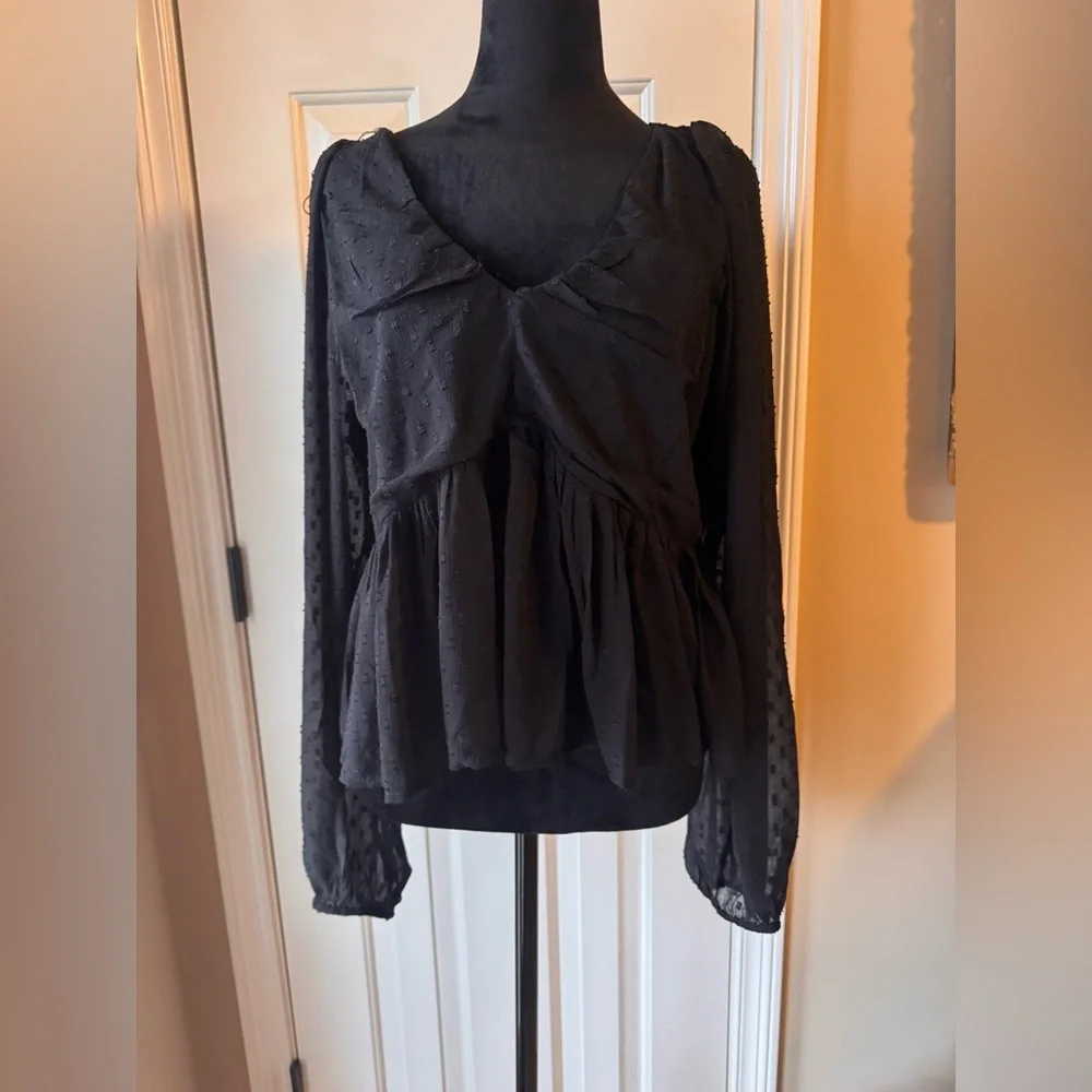 Anthropologie Peplum Black Blouse size X-Large NWT - Picture 5 of 12